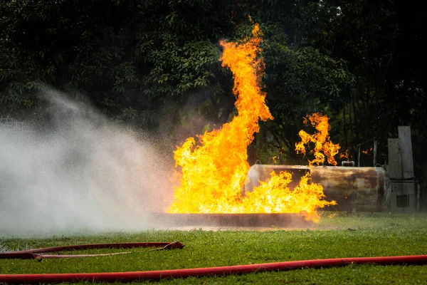 Пожежний Вогонь Навчанні Вогневої Підготовки Тренування Пожежників Концепція — стокове фото