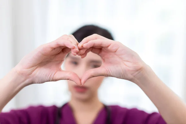 Hands Woman Show Shape Heart Heart Hand Symbol — Stock Photo, Image