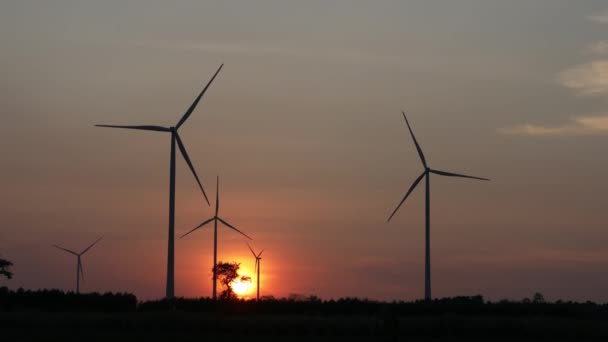 Windturbines Windmolen Energie Farm Windmolens Het Veld Windturbines Energiegenerator Elektrisch — Stockvideo