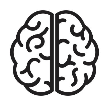 Beyaz arka planda insan beyni tıbbi vektör ikonu. İnsan beyin sembolü. siyah ve beyaz Simge beyni.