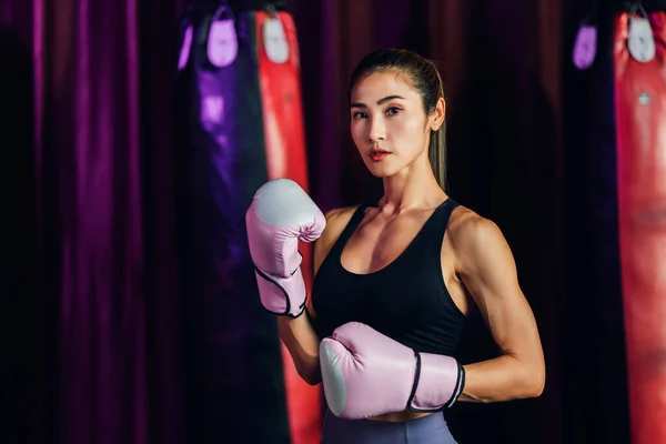 Female Boxer Training Boxing Club Woman Boxing Fighters Training Gym — Stock Photo, Image