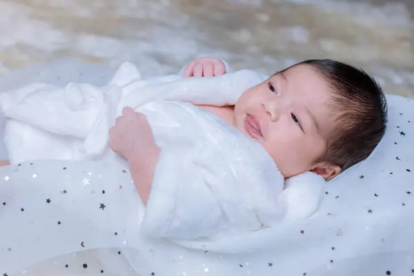 Recém Nascido Dormir Bebês Recém Nascidos Dormem Cama Adorável Sono — Fotografia de Stock