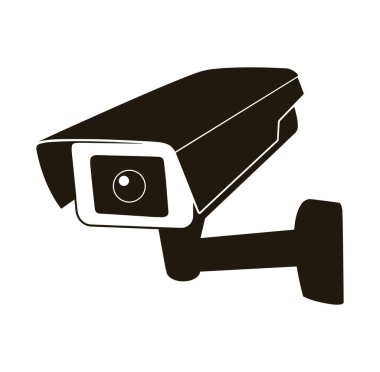 Sabit CCTV, Güvenlik Kamerası Simge Şablonu Çizim Tasarımı. IP CCTV kamerası ev güvenlik sistemi kavramına sahip kamerayı korumak için su geçirmez kapak ile kurulur.