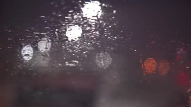 Kaca Basah Karena Hujan Konstan Kamera Bergerak Dengan Gerakan Sepanjang — Stok Video