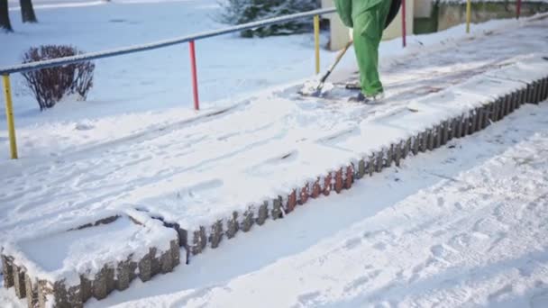 Municipal Duties Area Host Private Estate Winter Season Removing Snow — 图库视频影像