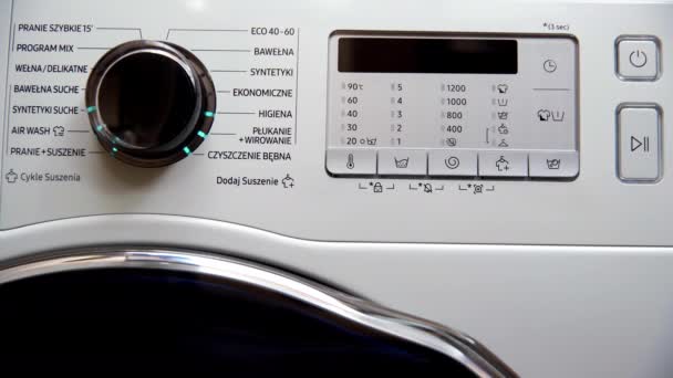 Home Automatic Washing Machine Switching Changing Washing Program Minutes Eco — ストック動画
