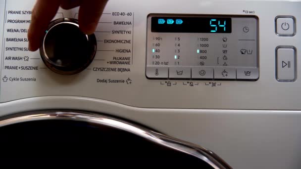 Washing Delicate Fabrics Programming Washing Machine Setting Temperature Number Rinses — Αρχείο Βίντεο
