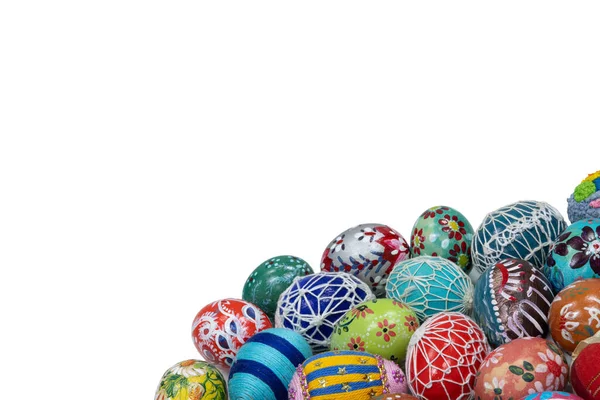 Composición Pascua Compuesta Coloridos Huevos Pascua Con Espacio Blanco Para — Foto de Stock