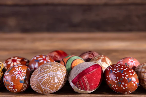 Close View Easter Eggs Arranged Single Line Kept Brown Color — Stock Photo, Image