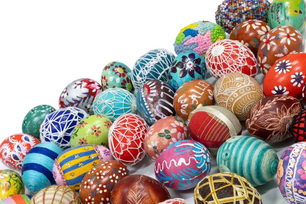 Easter Eggs Made Different Technologies Arranged White Background Rather Random — Stock Photo, Image