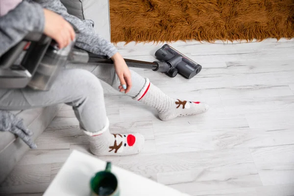 Well Deserved Rest Long Cleaning Floor Throughout House Vacuum Cleaner — Stock Photo, Image