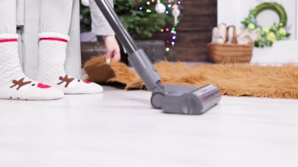 Lot Debris Accumulates Carpet You Need Vacuum Floor Well Living — Stock Video