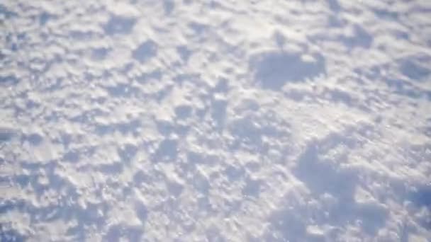 Крупним Планом Земля Товстим Шаром Снігу Ній Сонце Світить Снігу — стокове відео