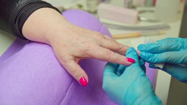 Usar Limpador Depois Terminar Uma Manicure Híbrida Uma Obrigação Limpar — Vídeo de Stock