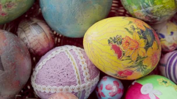 Delve Intricate Details Easter Egg Artistry Close Views Reveal Meticulous — Stock Video