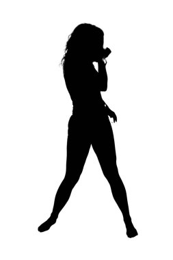 A graceful silhouette of a woman elegantly dancing against a pristine white background, creating a beautiful visual contrast and evoking emotion clipart