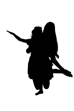 Zarif bir kadının güzel silueti beyaz bir arka planda zarif bir şekilde dans ediyor, hareketin ve sevincin özünü yakalıyor.