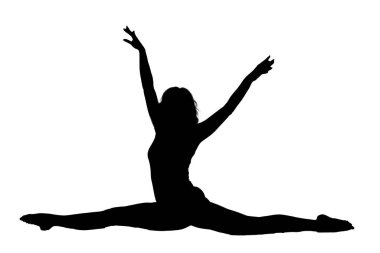 Çarpıcı bir siluet bir kadın zarif bir şekilde iki kolunu havaya kaldırmış, zarif şeklini sergiliyor.