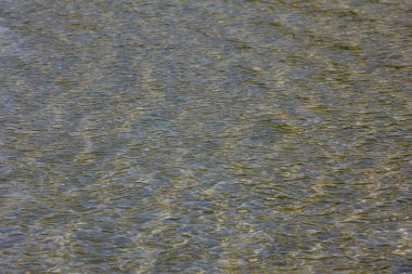 Işığı ve renkleri barışçıl bir şekilde yansıtan parıldayan su yüzeyinin huzurlu ve resimsel bir görüntüsü.