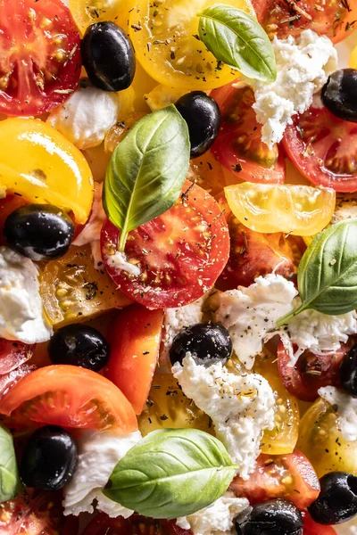 Italiaanse Caprese Salade Vanaf Top — Stockfoto