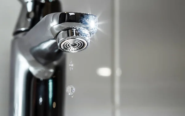 Drop Pure Water Dripping Tap Selective Focus Royalty Free Stock Images