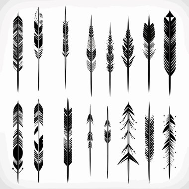 Tüylü Ok Tasarım Elementleri Koleksiyonu