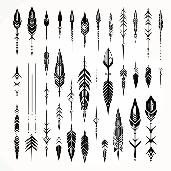 Colección Elementos Diseño Flecha Pluma — Archivo Imágenes Vectoriales