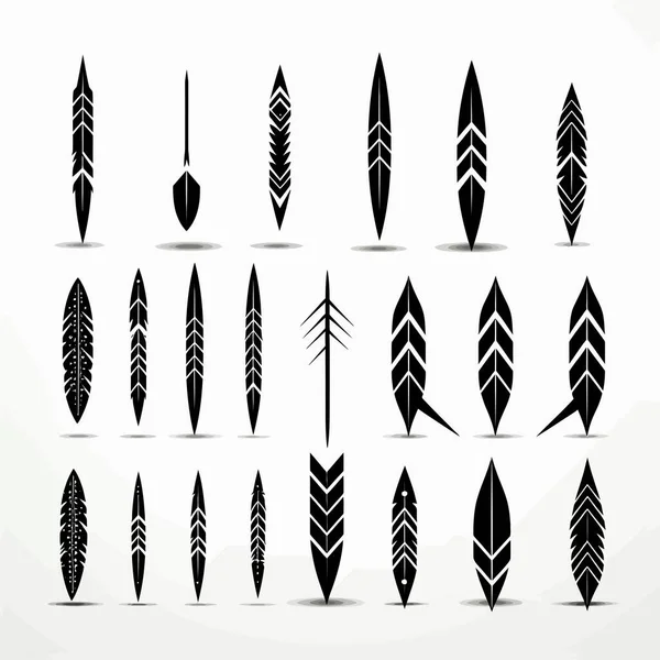Insamling Feather Arrow Design Element — Stock vektor