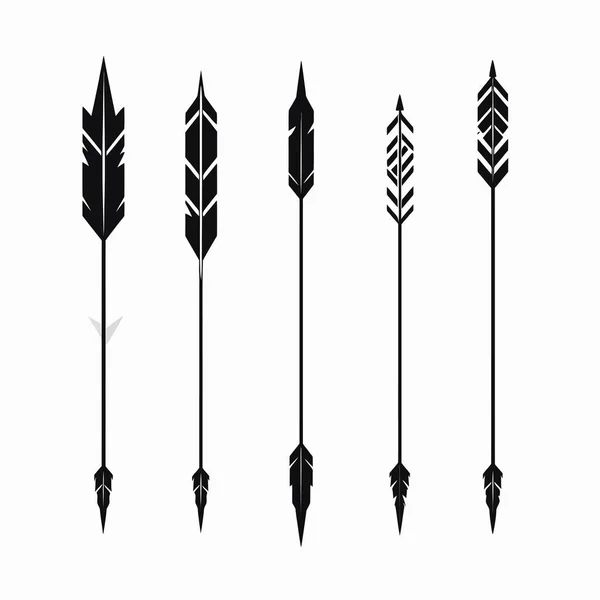 Sammlung Von Feather Arrow Design Elementen — Stockvektor
