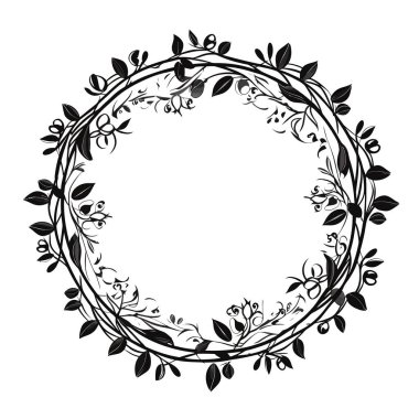 Çember Çerçeve Çiçek Taç Tasarımı Elementi