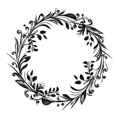 Çember Çerçeve Çiçek Taç Tasarımı Elementi