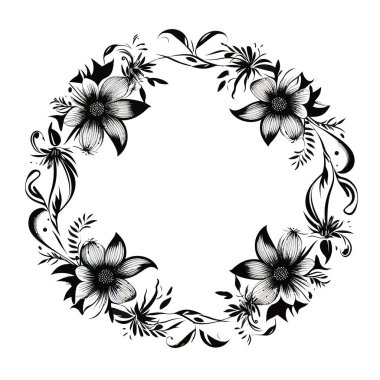 Çember Çerçeve Çiçek Taç Tasarımı Elementi
