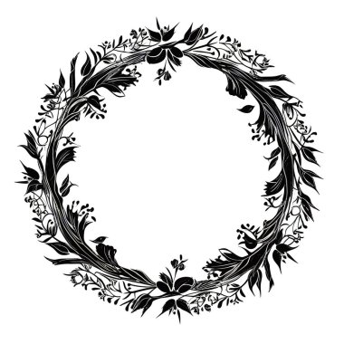 Çember Çerçeve Çiçek Taç Tasarımı Elementi