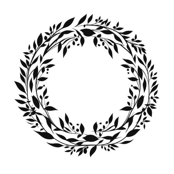 Círculo Moldura Floral Coroa Botânica Elemento Design —  Vetores de Stock