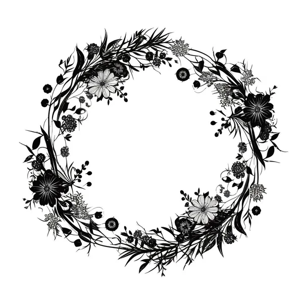 Кругла Рамка Квітковий Ботанічний Вінок Елемент Дизайну — стоковий вектор