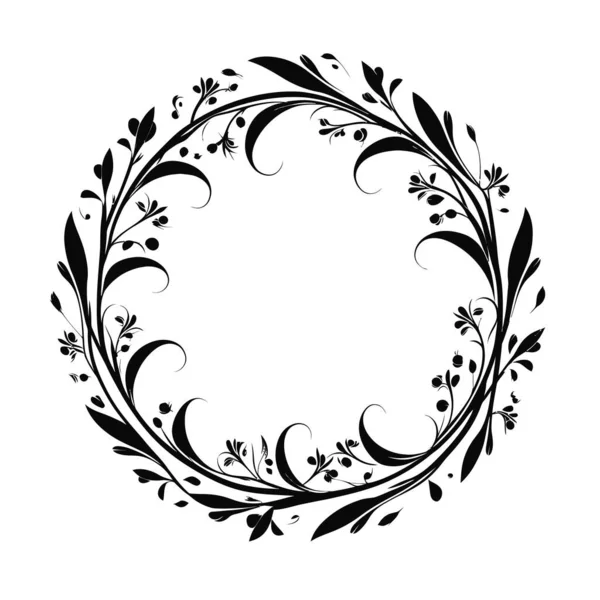 Círculo Moldura Floral Coroa Botânica Elemento Design —  Vetores de Stock