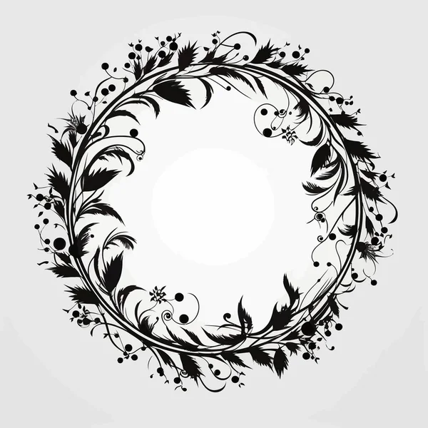 Élément Conception Couronne Botanique Florale Cadre Cercle — Image vectorielle