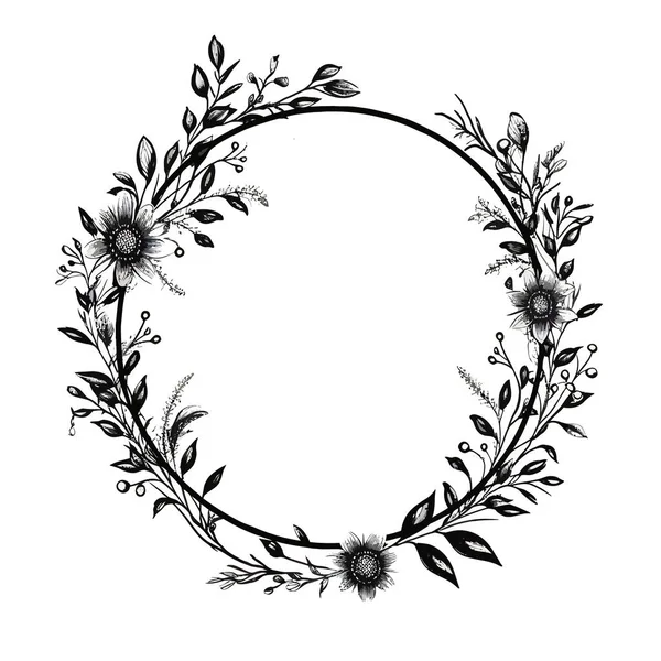 Elemento Diseño Floral Corona Botánica Marco Circular — Archivo Imágenes Vectoriales