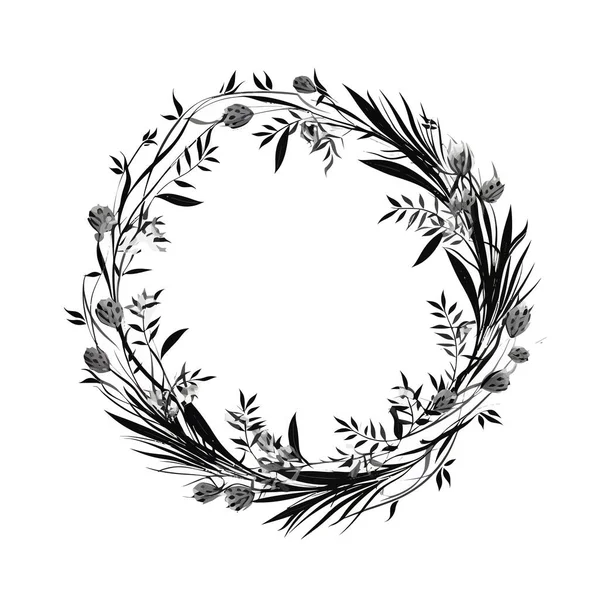 Circle Frame Floral Botanical Kranz Design Element — Stockvektor