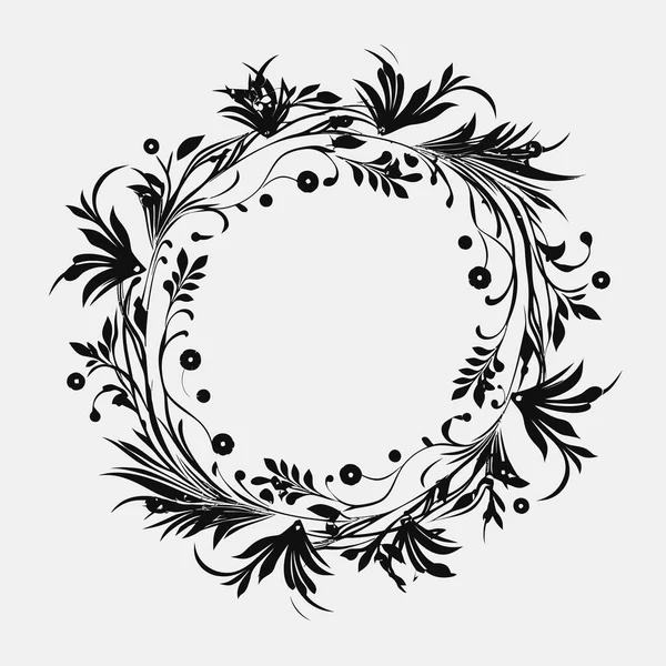 Kruhový Rám Květinový Botanický Věnec Design Element — Stockový vektor