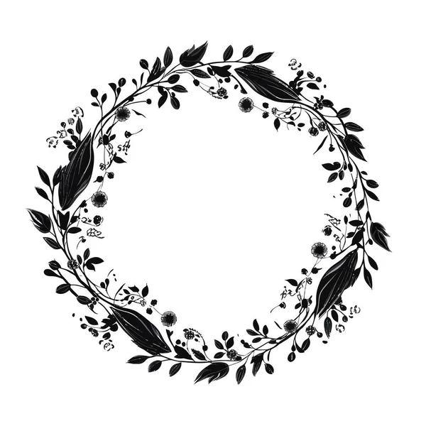 Circle Frame Floral Botanical Kranz Design Element — Stockvektor