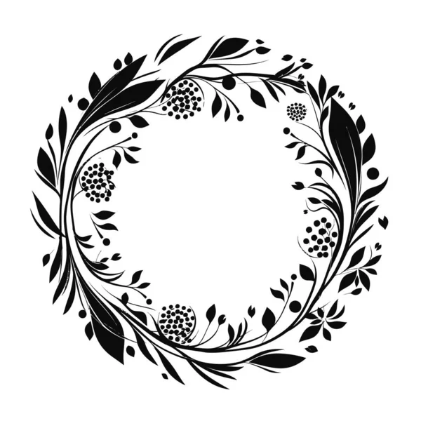 Circle Ram Blommig Botanisk Krans Design Element — Stock vektor