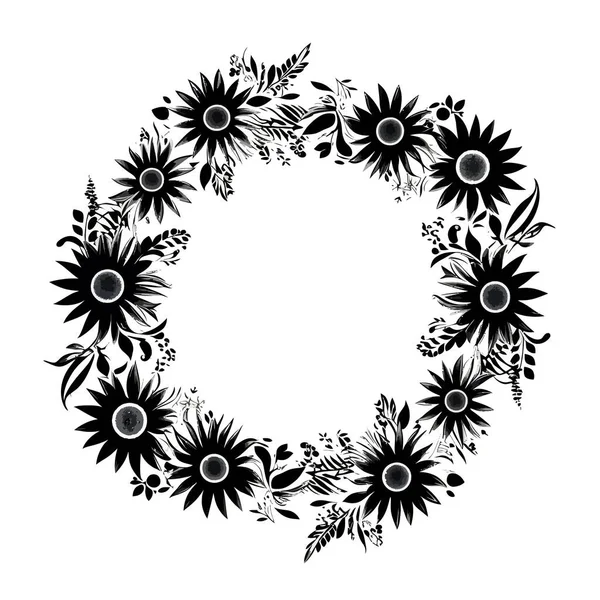 Kruhový Rám Květinový Botanický Věnec Design Element — Stockový vektor