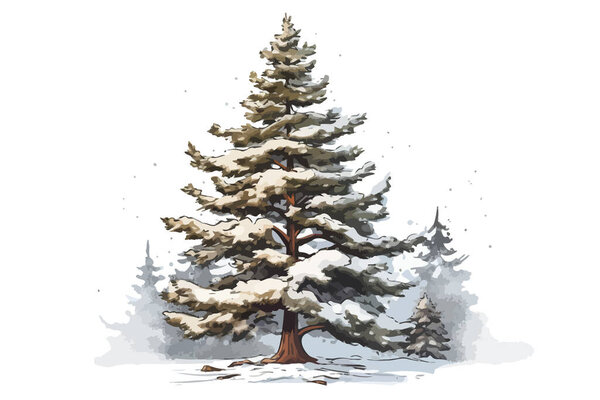 Snow Covered Christmas Fir Tree 