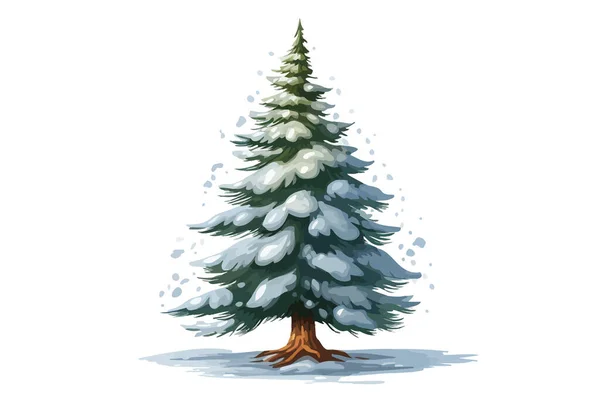Karla Kaplı Noel Ağacı — Stok Vektör