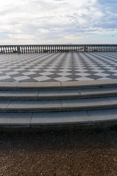 Livorno Italia Noviembre 2022 Mascagni Terrace Splendid Belvedere Terrace Checkerboard —  Fotos de Stock