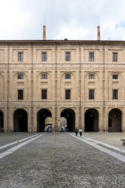 Parma,Italy-April 3, 2022:view of the Pilotta Palace in Parma during a sunny day.