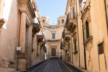 Noto,Italy-May 8, 2022:View of the beautiful Montevenere church during a sunny day