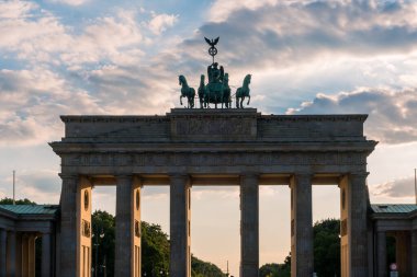 Berlin, Germany-august 8, 2022:particular of Brandeburg gate during a sunset