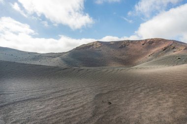 Classical view of the Timanfaya National Park and the Volcanoes in Lanzarote during a sunny day